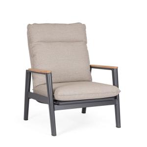 Sillón reclinable de aluminio y teca antracita
