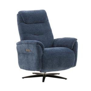 Sillón reclinable eléctrico de tela azul y base de metal ne…