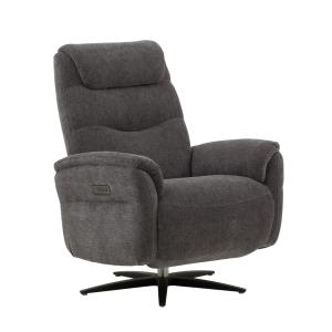 Sillón reclinable eléctrico de tela gris y base de metal ne…