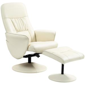 Sillón reclinable otomana 76x81x101 cm crema