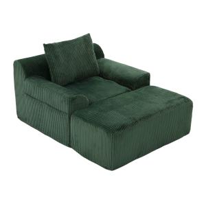 Sillón relajante de pana con respaldo verde