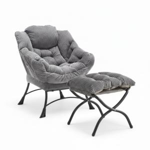 Sillón relax con reposapiés en franela gris, reposabrazos,…
