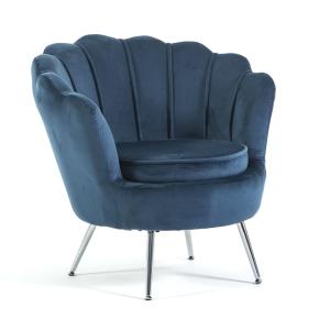Sillón relax concha terciopelo azul/plata