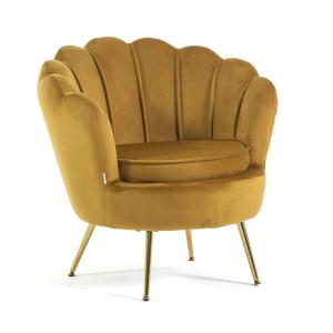 Sillón relax concha terciopelo mostaza/oro