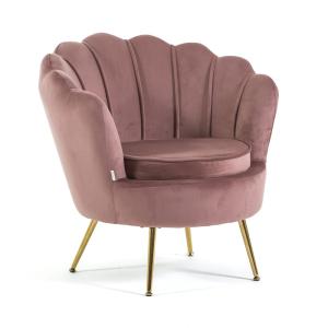 Sillón relax concha terciopelo rosa/oro