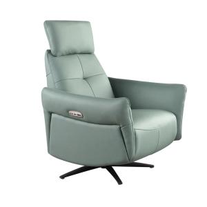 Sillón relax giratorio piel verde turquesa