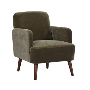 Sillón retro de tela de chenilla patas de madera oscura - c…