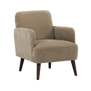 Sillón retro de tela de chenilla patas de madera oscura - t…