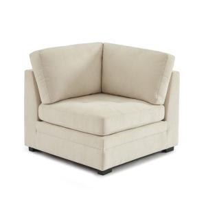 Sillón rinconero de 1 plaza en tejido chenilla beige