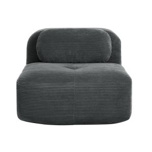 Sillón/sofá modular sin reposabrazos en pana gris.