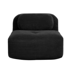 Sillón/sofá modular sin reposabrazos en pana negra.