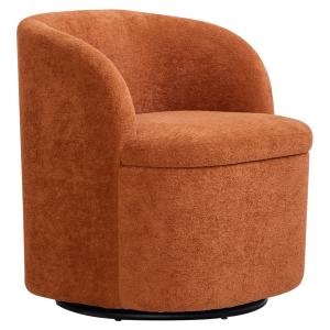 Sillón swivel y puf en tejido terracotta