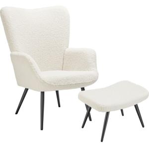Sillón tapizado 72 x 76 x 100,5 cm bouclé crema/negro