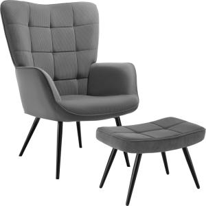 Sillón tapizado 72 x 76 x 100,5 cm corderoy fino antracita/…