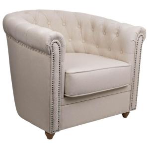 Sillón tapizado blanco 80x80x48/72