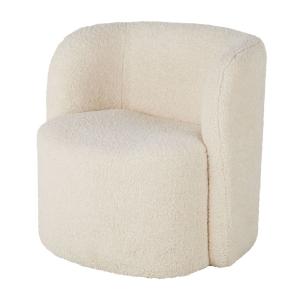 Sillón tapizado borreguito en tejido bouclé crudo