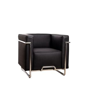Sillón tapizado en piel italiana negro