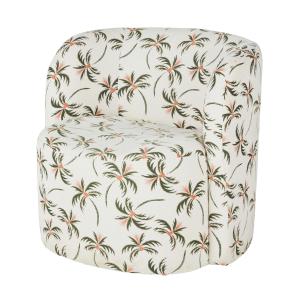 Sillón tejido reciclado en jacquard beige con palmeras verd…