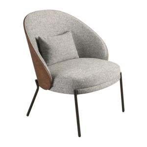 Sillón tela gris y nogal