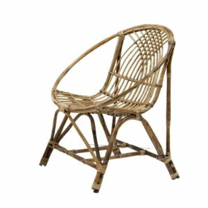 Sillón vintage de ratán marrón claro