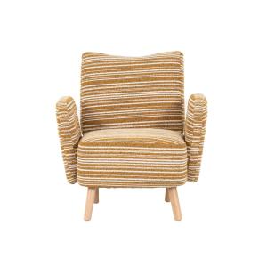 Sillón vintage en tejido bouclé de rayas amarillo mostaza y…