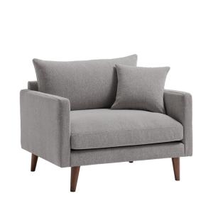 Sillón XL de tela con patas de madera oscura - gris jaspead…