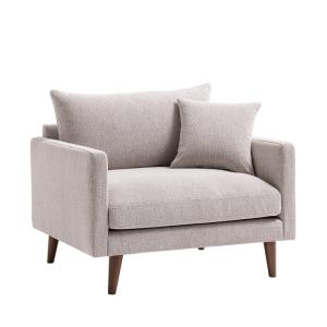 Sillón XL de tela con patas de madera oscura - Natural