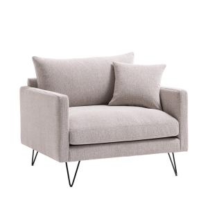 Sillón xl de tela con patas de metal negras - natural