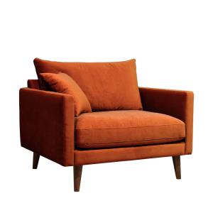 Sillón XL de terciopelo con patas de madera oscura - Óxido