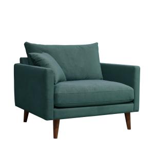 Sillón XL de terciopelo con patas de madera oscura - verde…