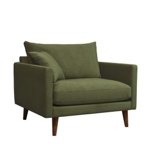 Sillón XL de terciopelo con patas de madera oscura - Verde…