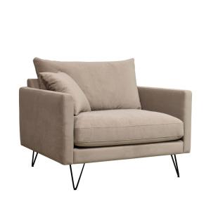 Sillón xl de terciopelo con patas de pinchos negras - beige