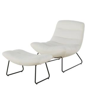 Sillón y reposapiés tela rizada crudo