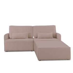 Sofa 2 plazas Chaiselongue tapizado bouclé y pino Rosa clar…