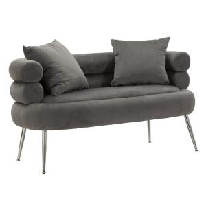 Sofá 2 plazas de metal y terciopelo con cojines cm 133x68x6…