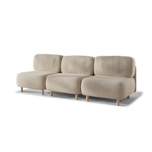 Sofá 3 módulos en beige bouclé, 95x270x90cm