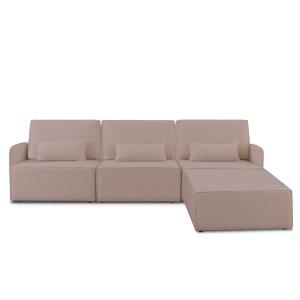 Sofa 3 plazas Chaiselongue tapizado bouclé y pino Rosa clar…