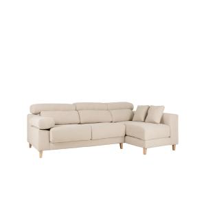 Sofá 4/5 plazas y chaise longue derecho color beige 300cm