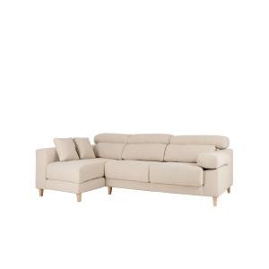 Sofá 4/5 plazas y chaise longue izquierdo color beige 300cm