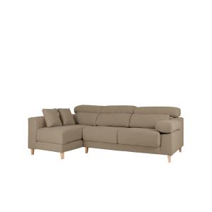 Sofá 4/5 plazas y chaise longue izquierdo color marron topo…