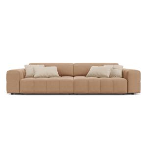 Sofá 4 plazas de terciopelo beige oscuro