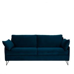 Sofá 4 plazas en terciopelo con patas de metal negras - Noc…