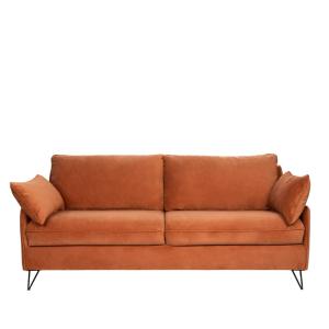 Sofá 4 plazas en terciopelo con patas de metal negras - Óxi…