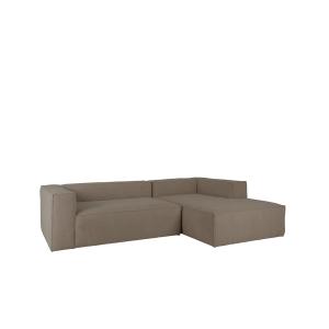 Sofá 4 plazas y chaise longue derecho color marrón 250x175c…