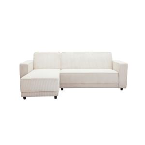 Sofá cama 3 plazas con chaise longue en tela crema