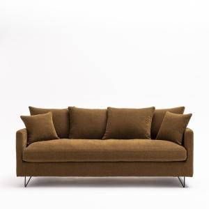 Sofá cama 3 plazas en tela con patas metálicas negras - bro…