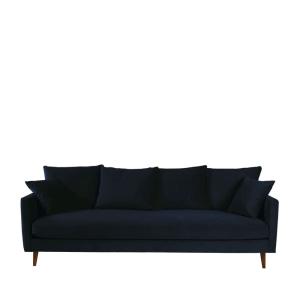Sofá cama 3 plazas terciopelo patas madera oscura - azul ma…