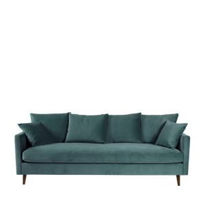 Sofá cama 3 plazas terciopelo patas madera oscura - verde g…