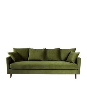 Sofá cama 3 plazas terciopelo patas madera oscura - verde o…