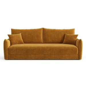Sofá cama 3 plazas terciopelo texturizado mostaza 213 cm